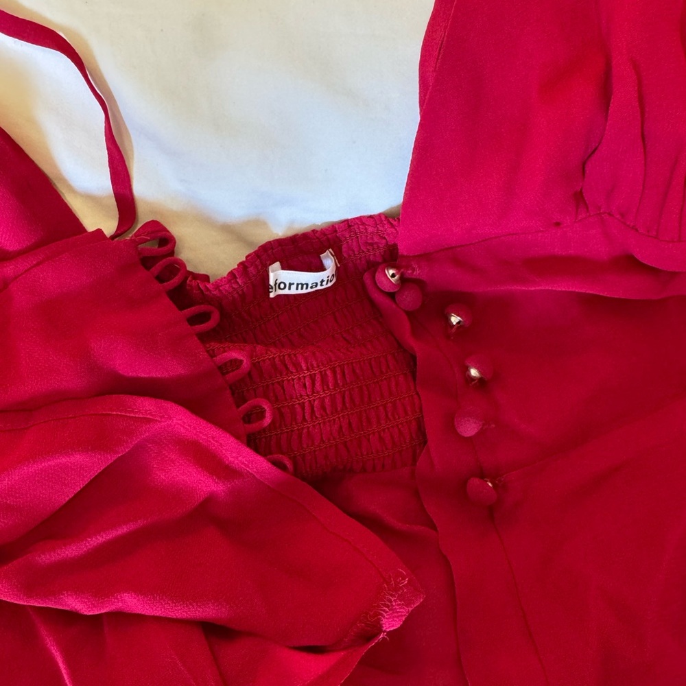 Reformation Cluny Top in Rhubarb